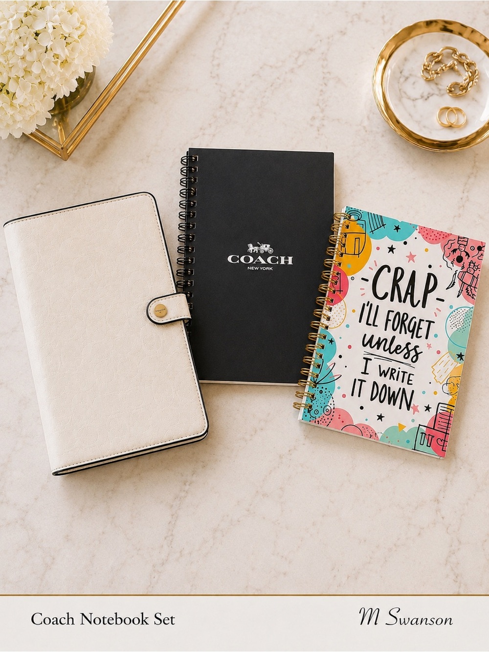 NEW Coach Notebook Cover CZ198 + “Crap I’ll Forget” Spiral Notebook NWT